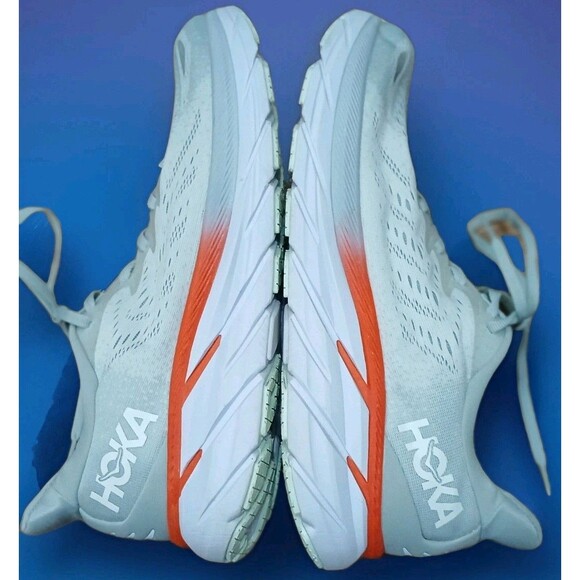 Hoka One One Clifton 8 Men’s 11D Max Cushion Running Shoes Blue Orange - Picture 10 of 12